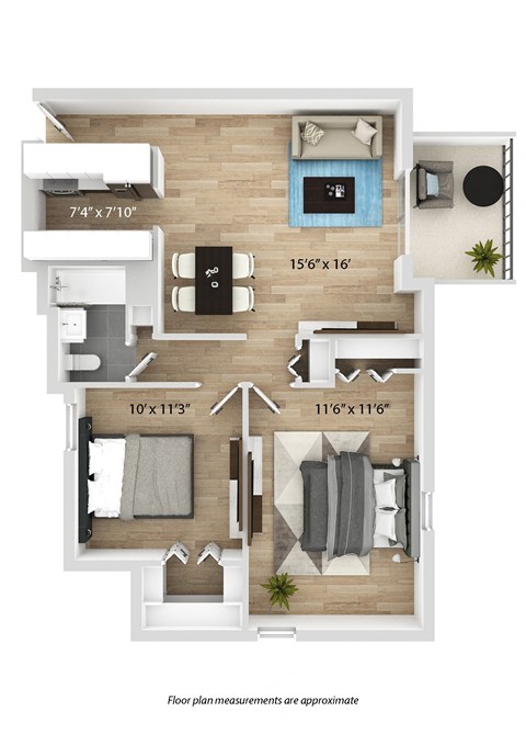 a 2 bedroom floor plan